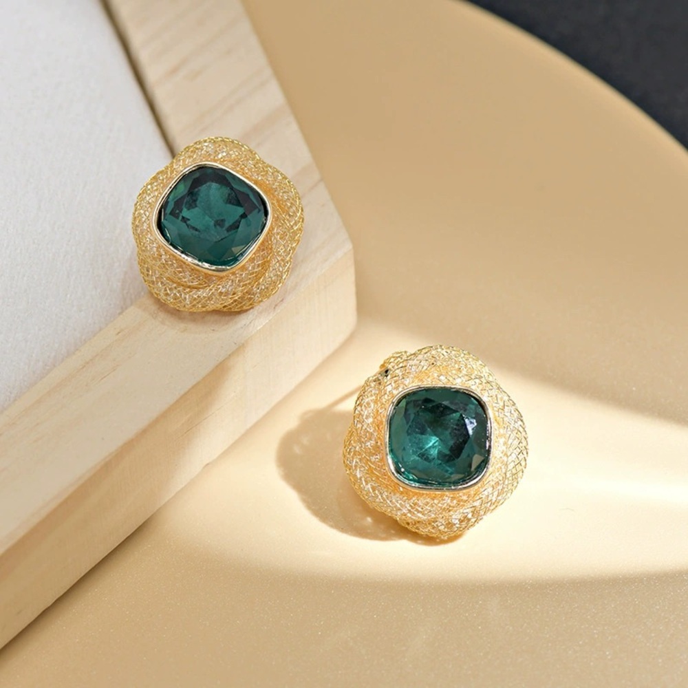 Elegant Gold and Green Gemstone Earrings